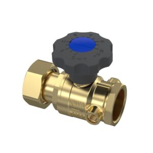 Kogelkraan met aftapgelegenheid en vertragingshandwiel 28 serie wartel x binnendraad